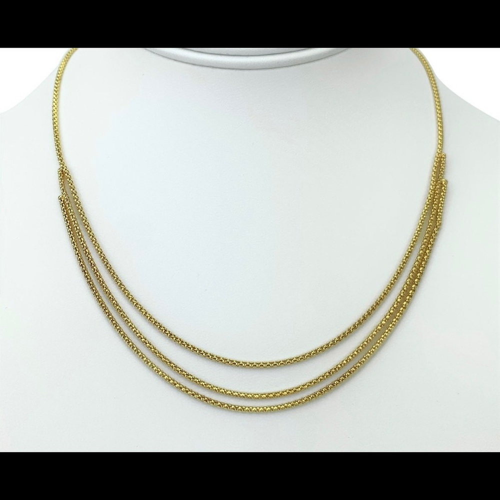 14k gold triple strand necklace